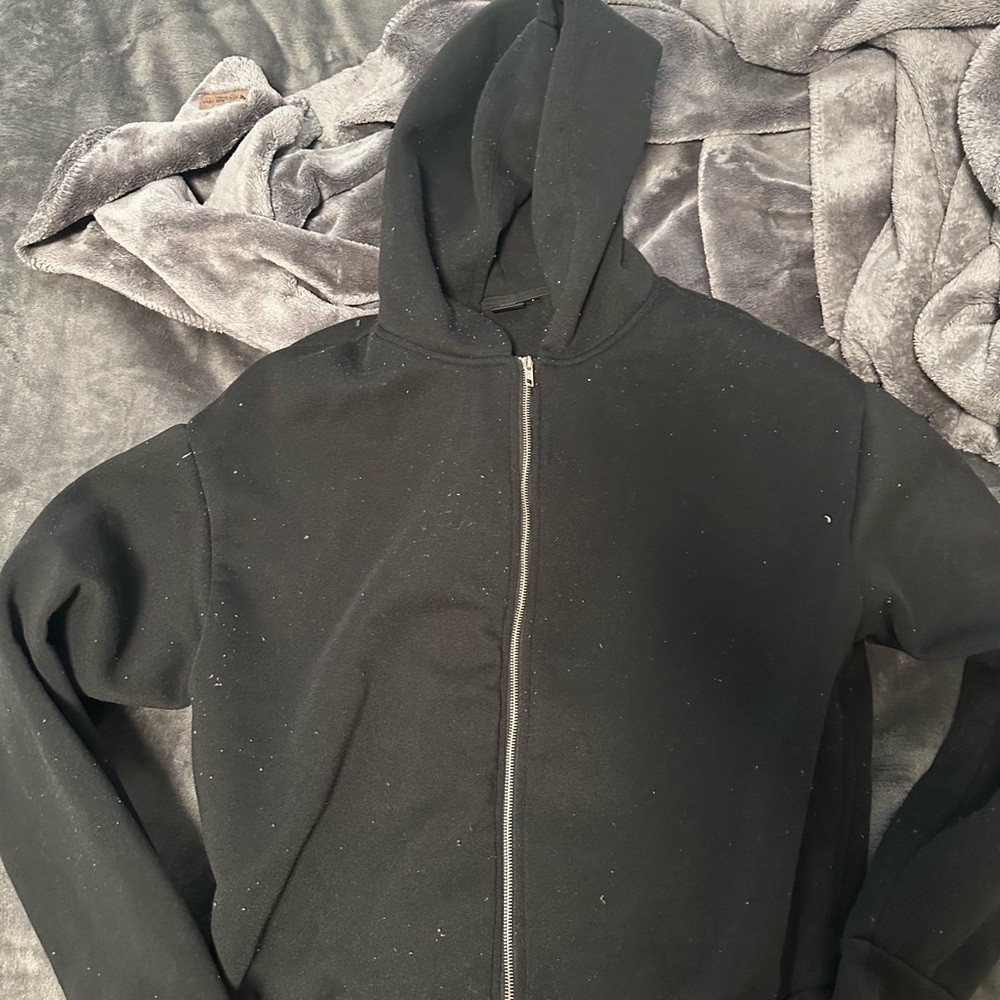 Cropped black zip up hoodie